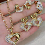 Vintage Two-tone Heart High Carbon Diamond Pendant Necklace - floysun