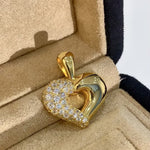 Vintage Two-tone Heart High Carbon Diamond Pendant Necklace - floysun