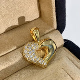 Vintage Two-tone Heart High Carbon Diamond Pendant Necklace - floysun