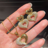 Vintage Two-tone Heart High Carbon Diamond Pendant Necklace - floysun