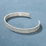 Vintage Vine Pattern Open Cuff 925 Silver Bracelet - floysun
