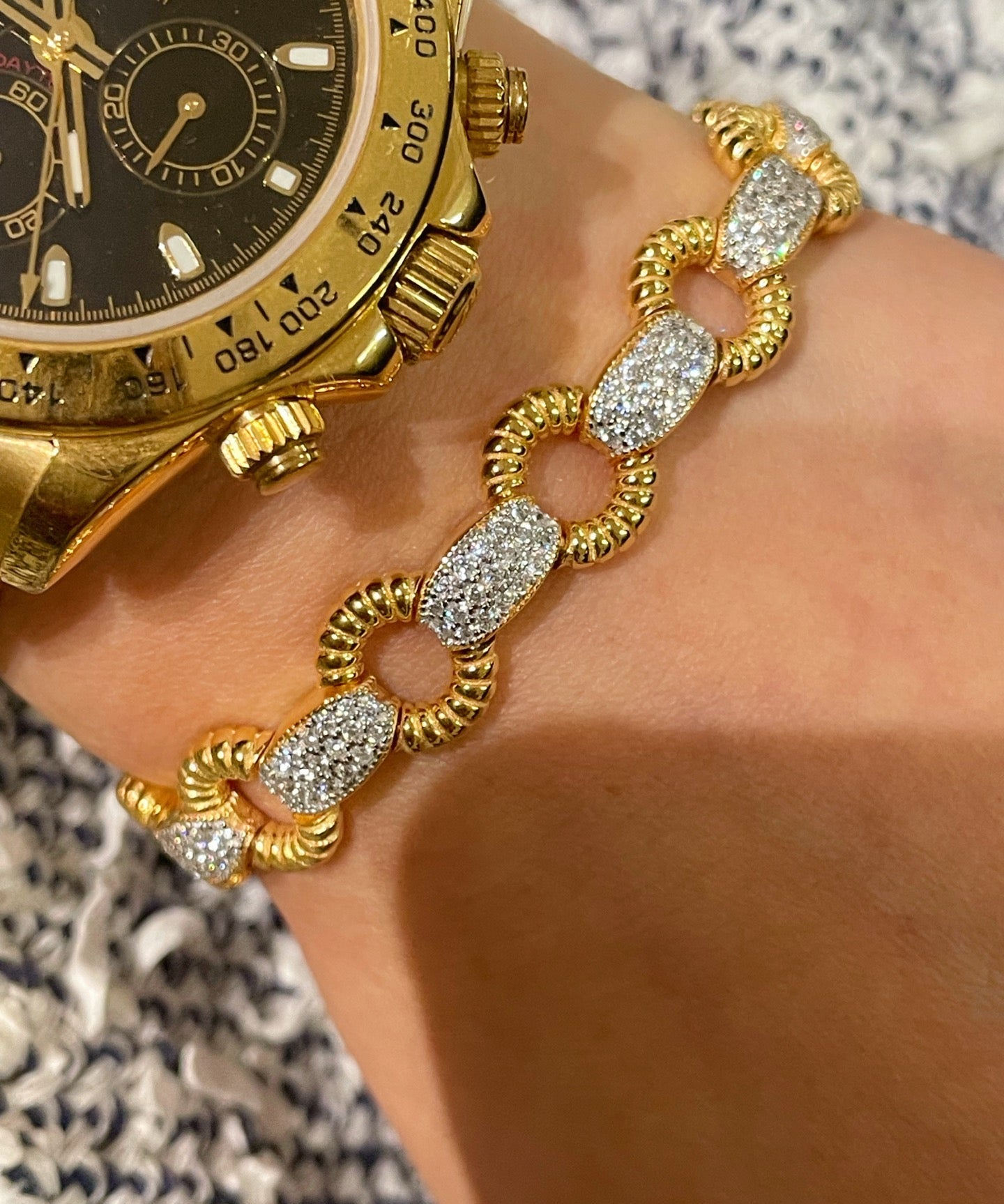 Vintage Weave Circle Pavé Bracelet - floysun