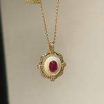 Vintage White Mother - of - Pearl & Ruby Necklace - floysun