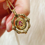 Vintage White Mother - of - Pearl & Ruby Necklace - floysun