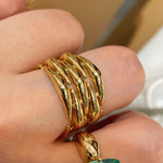 Vintage Wide Wicker‑Inspired Ribbed Statement Ring - floysun