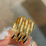 Vintage Wide Wicker‑Inspired Ribbed Statement Ring - floysun