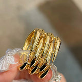 Vintage Wide Wicker‑Inspired Ribbed Statement Ring - floysun