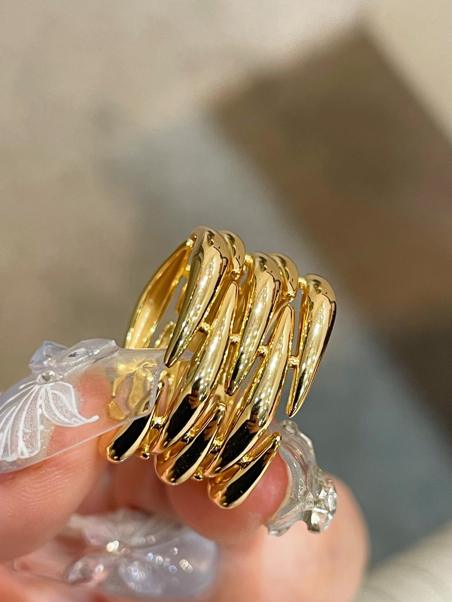 Vintage Wide Wicker‑Inspired Ribbed Statement Ring - floysun