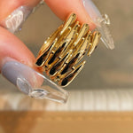 Vintage Wide Wicker‑Inspired Ribbed Statement Ring - floysun