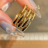 Vintage Wide Wicker‑Inspired Ribbed Statement Ring - floysun