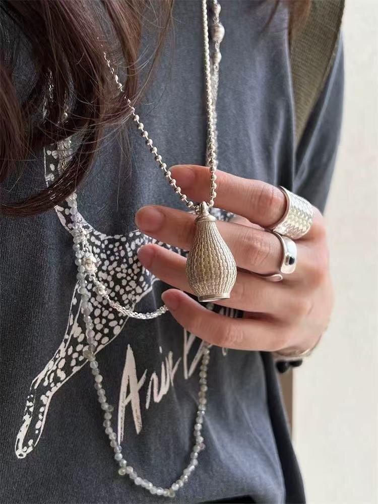 Vintage Woven Carafe Pendant Necklace - floysun