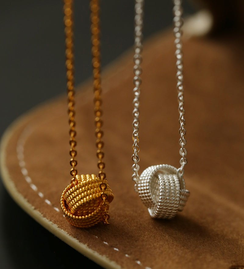 Vintage Woven Sphere Pendant Necklace - floysun