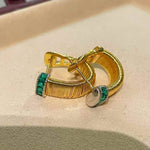 Vintage Wrapped Wire Emerald U-Shape Earrings - floysun