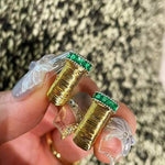 Vintage Wrapped Wire Emerald U-Shape Earrings - floysun