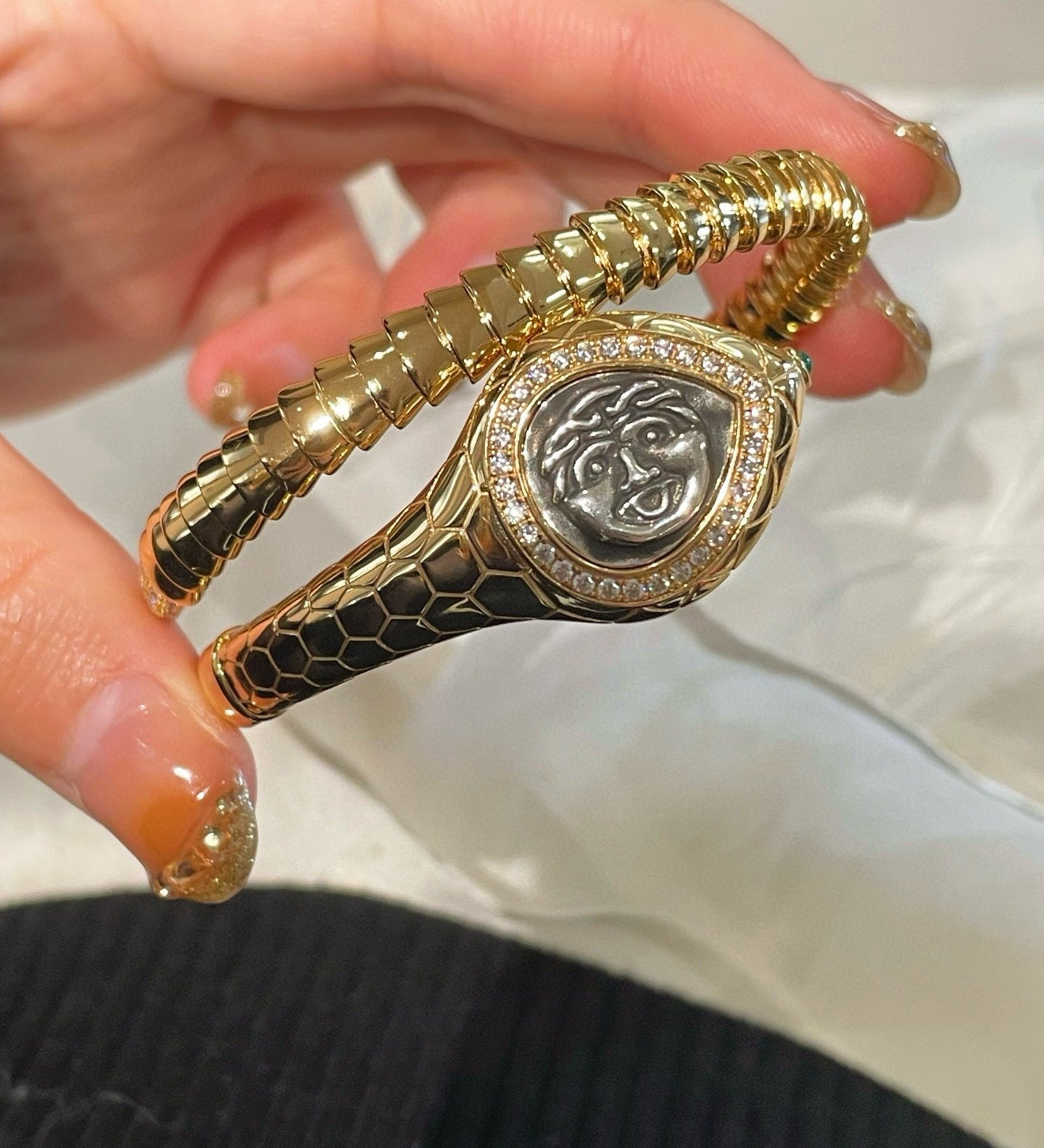 Vintage Zagiram Snake Coin Cuff Bracelet - floysun