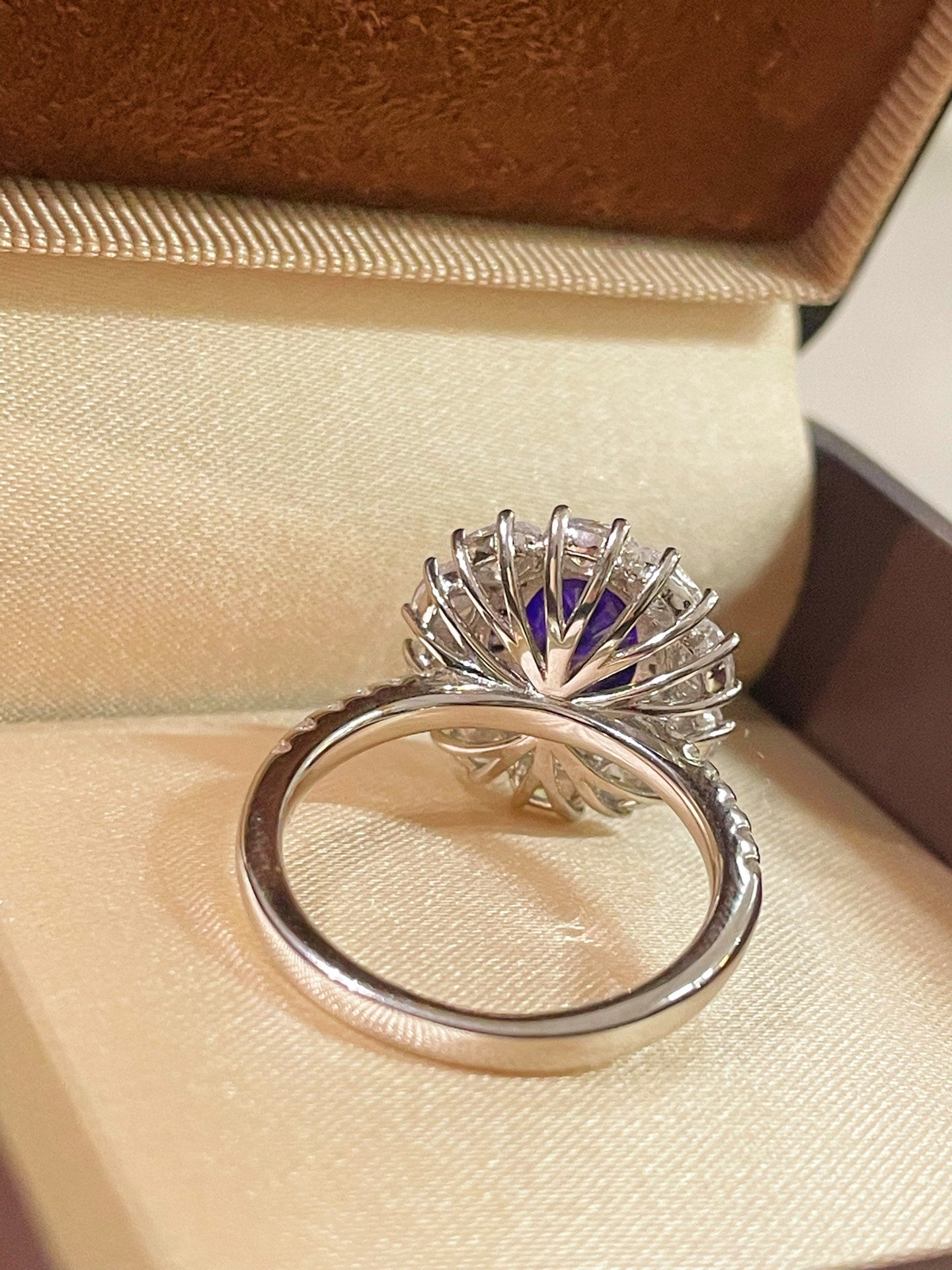 Violet Sapphire & Pink Diamond Halo Statement Ring - floysun