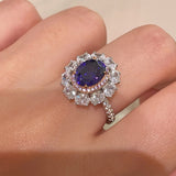 Violet Sapphire & Pink Diamond Halo Statement Ring - floysun