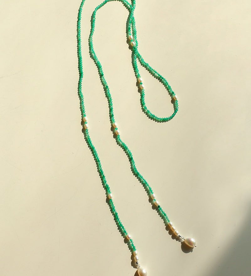 Vital Harmony Green Agate & Pearl Necklace - floysun