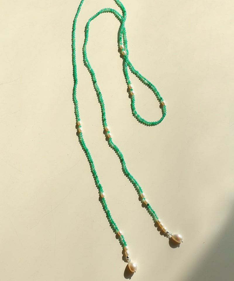 Vital Harmony Green Agate & Pearl Necklace - floysun