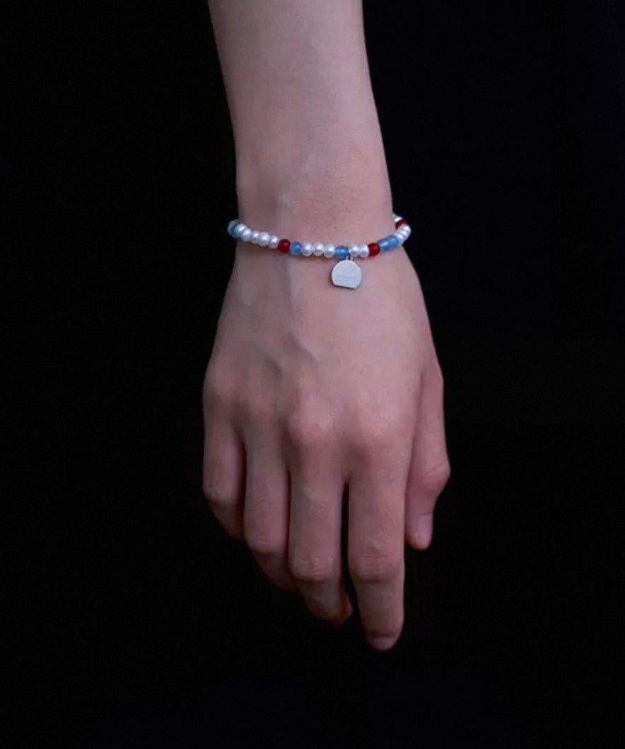 Waltz in Color Red & Blue Agate Pearl Bracelet - floysun
