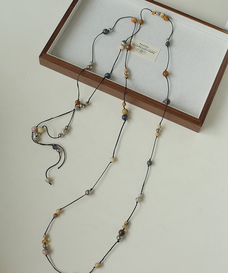 Wandering Stone Long Natural Gemstone Rope Necklace - floysun