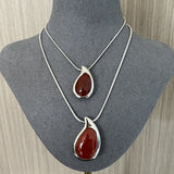 Waterdrop White Agate Red Agate Long Pendant Necklace - floysun