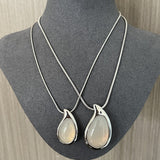 Waterdrop White Agate Red Agate Long Pendant Necklace - floysun