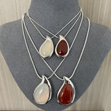 Waterdrop White Agate Red Agate Long Pendant Necklace - floysun