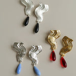 Wave Ripple Agate Drop Earrings - floysun