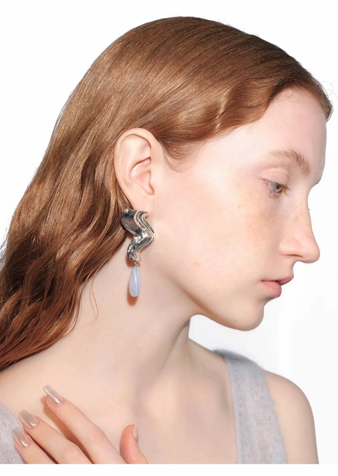 Wave Ripple Agate Drop Earrings - floysun