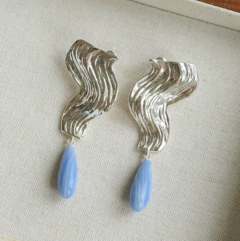 Wave Ripple Agate Drop Earrings - floysun