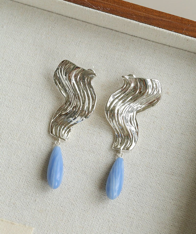 Wave Ripple Agate Drop Earrings - floysun