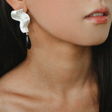 Wave Ripple Agate Drop Earrings - floysun
