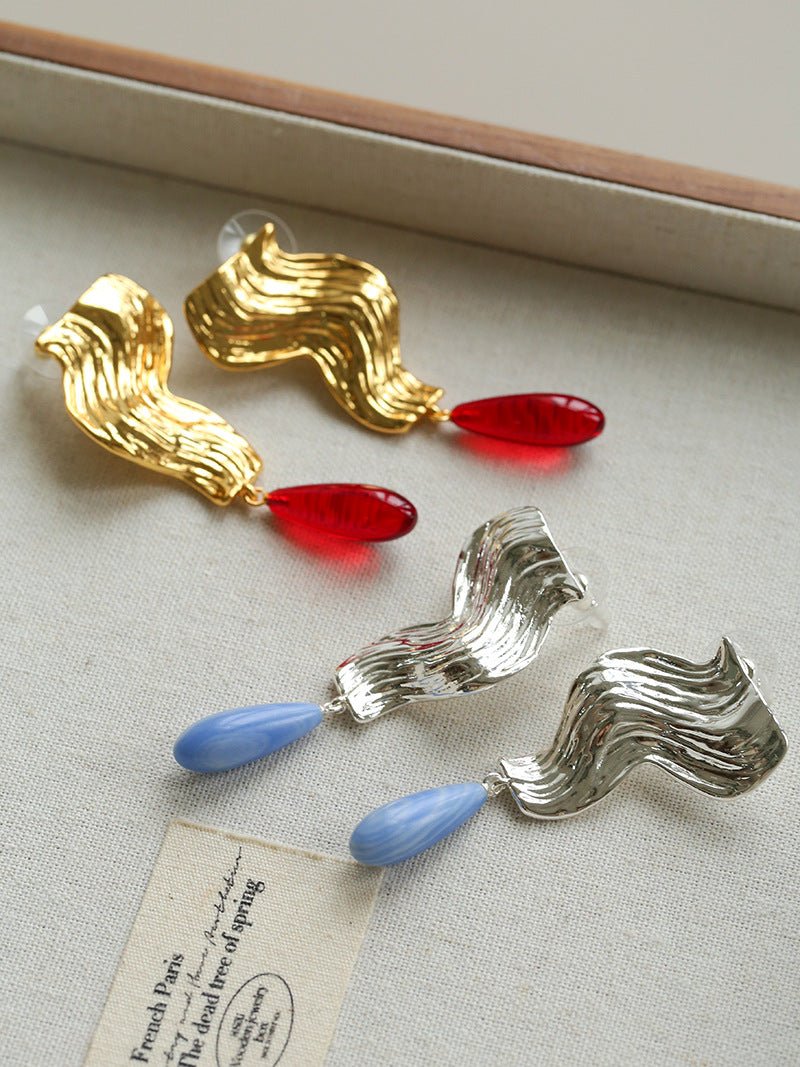 Wave Ripple Agate Drop Earrings - floysun