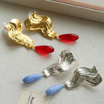 Wave Ripple Agate Drop Earrings - floysun