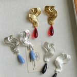 Wave Ripple Agate Drop Earrings - floysun