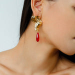 Wave Ripple Agate Drop Earrings - floysun