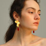 Wave Ripple Agate Drop Earrings - floysun