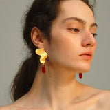 Wave Ripple Agate Drop Earrings - floysun