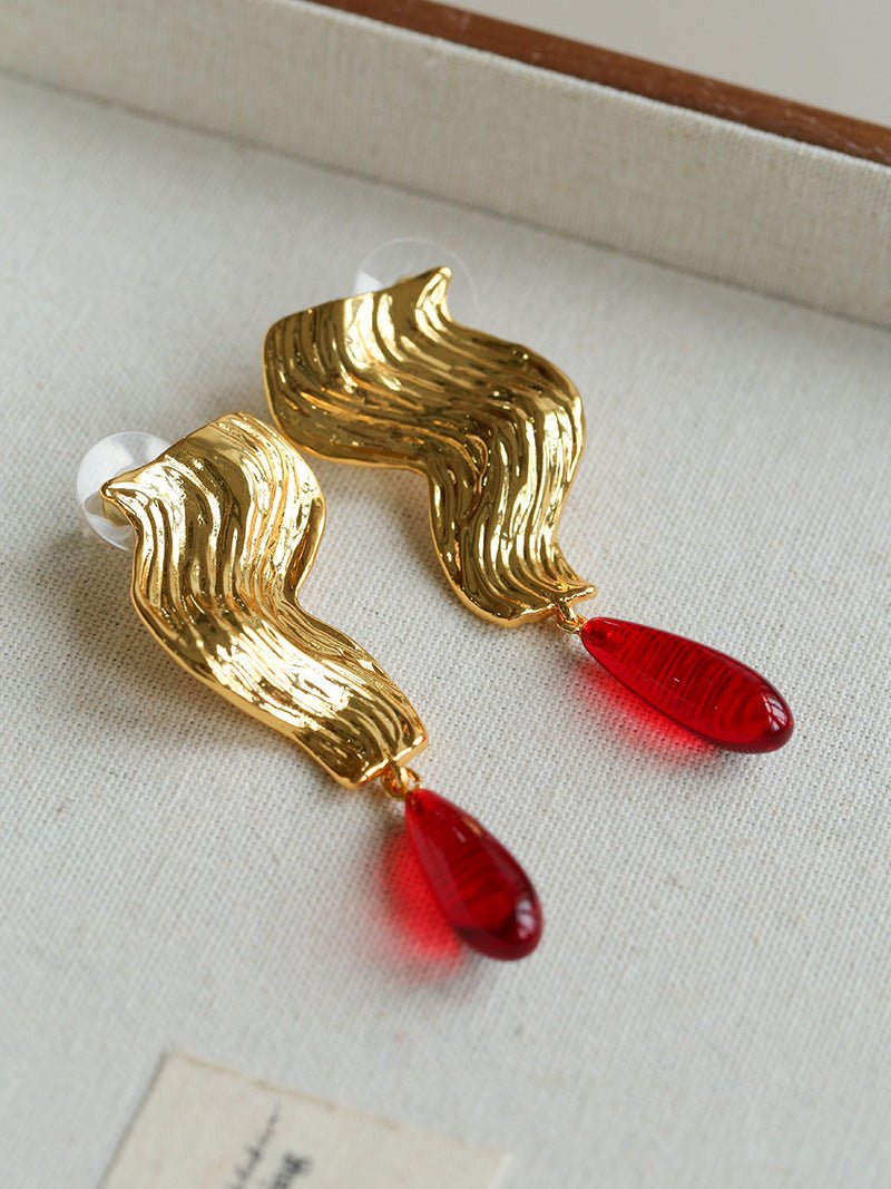 Wave Ripple Agate Drop Earrings - floysun
