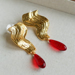 Wave Ripple Agate Drop Earrings - floysun