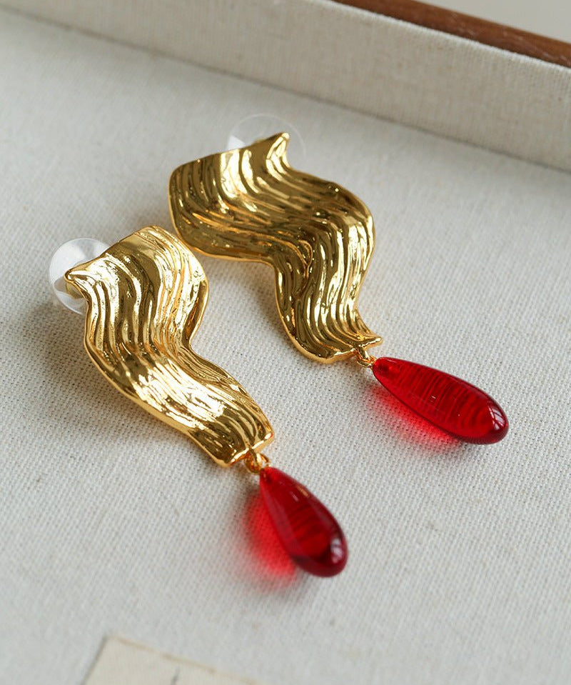 Wave Ripple Agate Drop Earrings - floysun