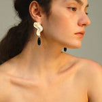 Wave Ripple Agate Drop Earrings - floysun