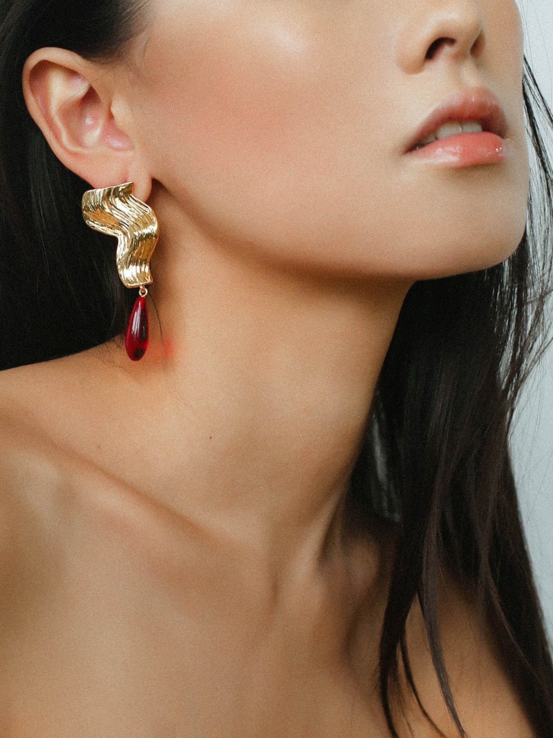 Wave Ripple Agate Drop Earrings - floysun