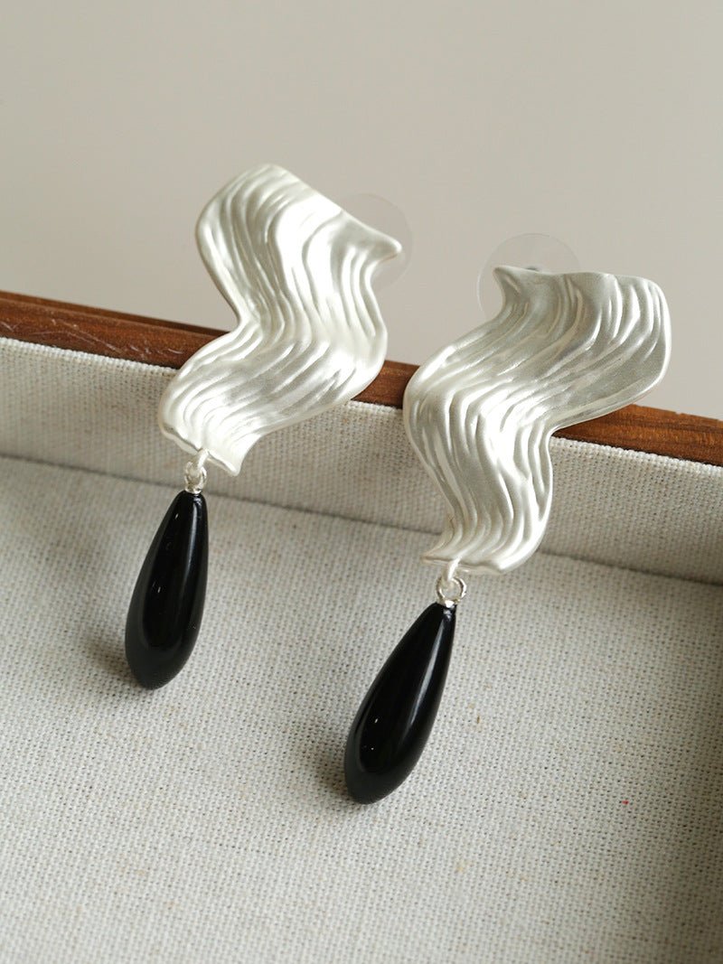 Wave Ripple Agate Drop Earrings - floysun