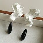 Wave Ripple Agate Drop Earrings - floysun