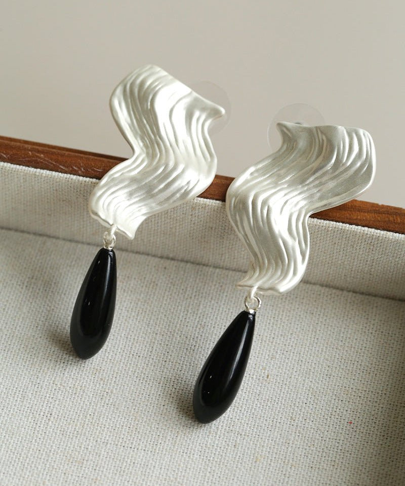 Wave Ripple Agate Drop Earrings - floysun