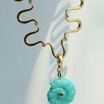 Wavy U-shaped Chain with Natural Stone Shell Charm Pendant Necklace - floysun