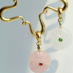 Wavy U-shaped Chain with Natural Stone Shell Charm Pendant Necklace - floysun