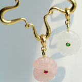 Wavy U-shaped Chain with Natural Stone Shell Charm Pendant Necklace - floysun